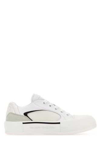 White Canvas And Leather Plimsoll Sneakers - Alexander McQueen - Modalova