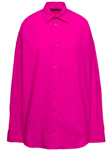 Fuchsia Shirt With Long Sleeves And Contrasting Logo In Cotton Woman - Balenciaga - Modalova