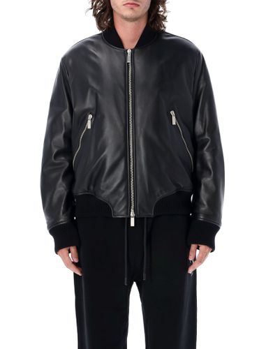 Zip Over Leather Bomber Jacket - Off-White - Modalova