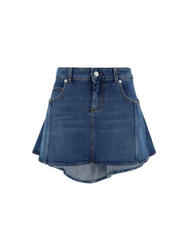 Asymmetric Tri Pocket Short Denim Skirt - Alexander McQueen - Modalova