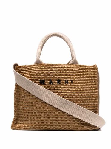 Womans Raffia Shopping Bag With Logo Print - Marni - Modalova