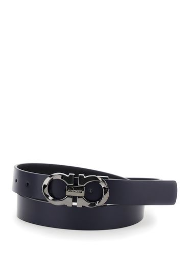 Black And Reversible Belt With Gancini Buckle In Leather Man - Ferragamo - Modalova