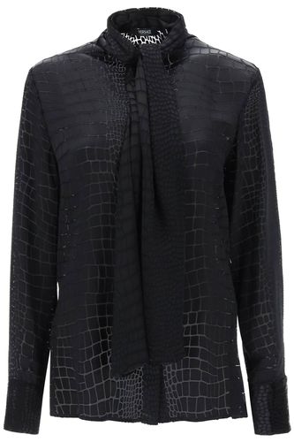 Croco Black Silk Blend Shirt - Versace - Modalova