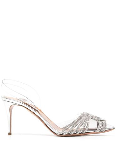 Gatsby Silver Crystal Embellishment Pumps With Sheer Slingback Strap In Pvc Woman Aquazzurra - Aquazzura - Modalova