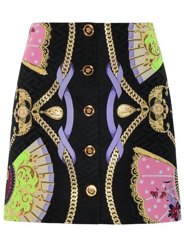 Graphic Printed Buttoned Mini Skirt - Versace - Modalova