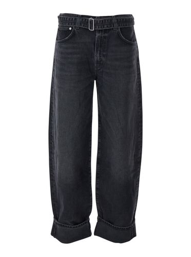 Arcane Jeans With Belt And Turn-up Hem In Denim Woman - AGOLDE - Modalova
