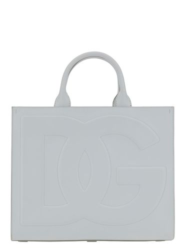 White Handbag With Tonal Dg Detail In Smooth Leather Woman - Dolce & Gabbana - Modalova