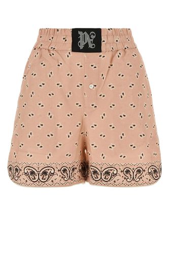 Printed Linen Blend Shorts - Palm Angels - Modalova