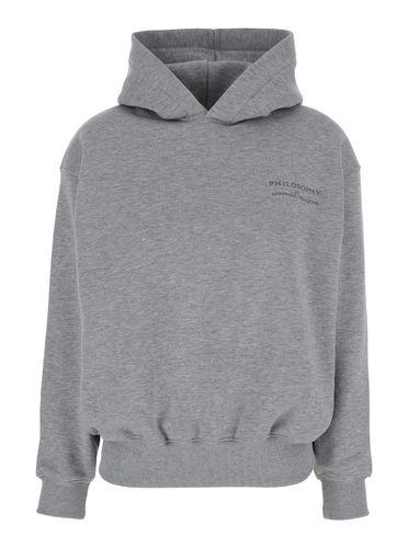 Grey Hoodie With Tonal Logo Print In Cotton Woman - Philosophy di Lorenzo Serafini - Modalova