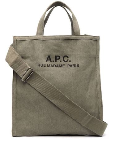 A. P.C. cabas Grey Shopper Bag With Logo Print In Cotton Man Tote - A.P.C. - Modalova