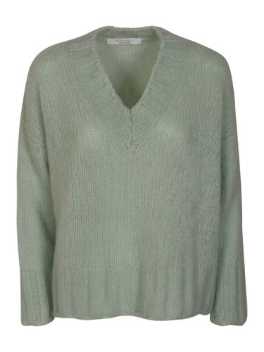 V-neck Fringe Knit Sweater - Saverio Palatella - Modalova