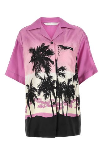 Printed Silk Oversize Shirt - Palm Angels - Modalova