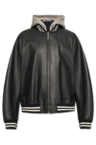 Curved Logo Zipped Bomber Jacket - Palm Angels - Modalova