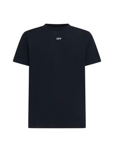 Crewneck T-shirt With Contrasting Off Print In Cotton Man - Off-White - Modalova