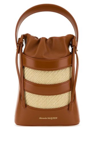 Two-tone Leather And Raffia Mini The Rise Bucket Bag - Alexander McQueen - Modalova