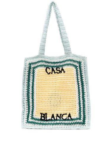 Crocheted Tennis Tote Bag In Green, And White - Casablanca - Modalova