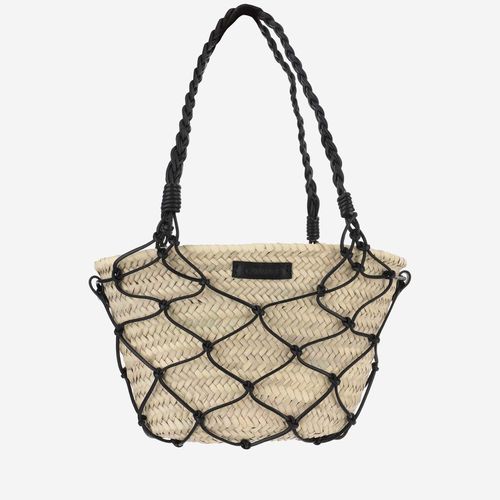 Straw And Cotton Bag With Leather Details - Filippo Catarzi - Modalova