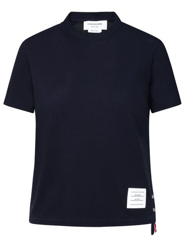 Relaxed Navy Textured Cotton T-shirt - Thom Browne - Modalova