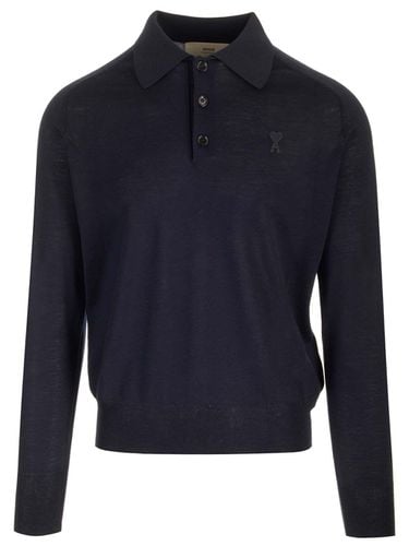 Long-sleeved Wool Polo - Ami Alexandre Mattiussi - Modalova