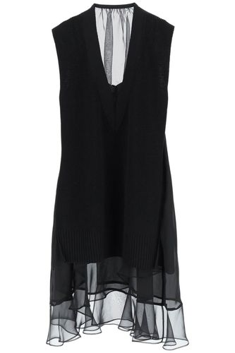 Sacai Midi Dress With Knitted Panel - Sacai - Modalova