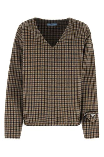 Prada V-neck Checked Pullover - Prada - Modalova