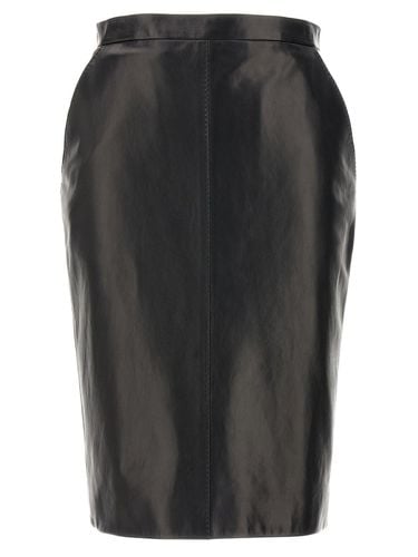 High-waisted Leather Midi Skirt - Saint Laurent - Modalova