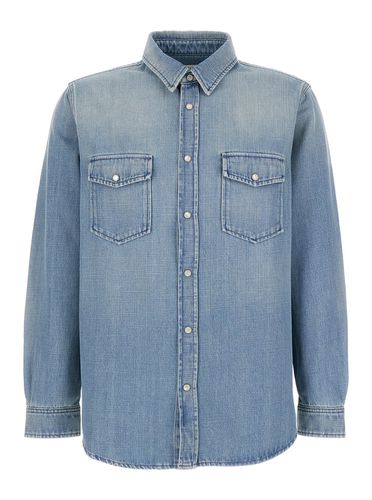 Light-blue Oversize Denim Shirt In Cotton Man - Saint Laurent - Modalova