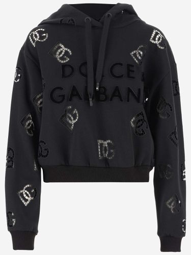 Logo Cotton Blend Crop Hoodie - Dolce & Gabbana - Modalova