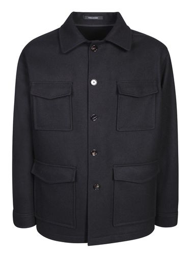 Spread-collared Buttoned Shirt Jacket - Tagliatore - Modalova