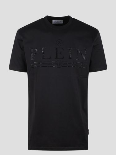 Round Neck Ss Bejeweled Logo T-shirt - Philipp Plein - Modalova