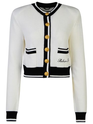 Balmain White Cotton Cardigan - Balmain - Modalova