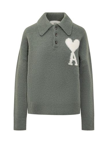 Paris Long-sleeved Knitted Polo Shirt - Ami Alexandre Mattiussi - Modalova