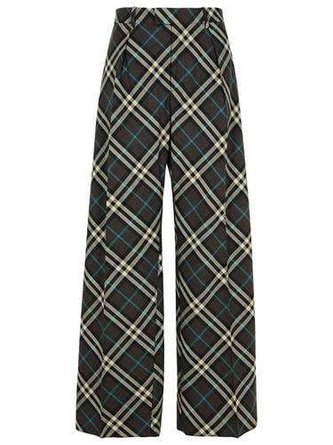 Check Brown Wool Blend Trousers - Burberry - Modalova