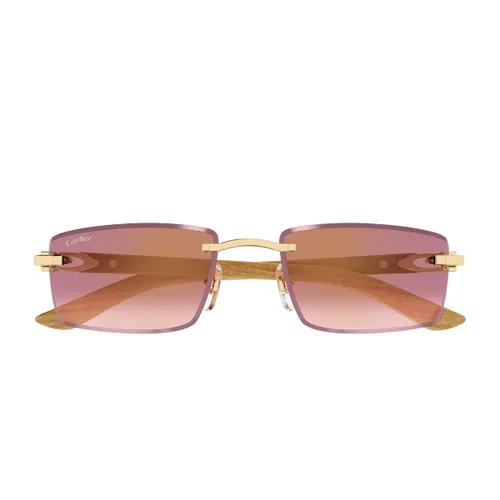 Cartier Ct0582s Décor C Allongé De Cartier 002 Gold Burgundy Red Sunglasses - Cartier Eyewear - Modalova