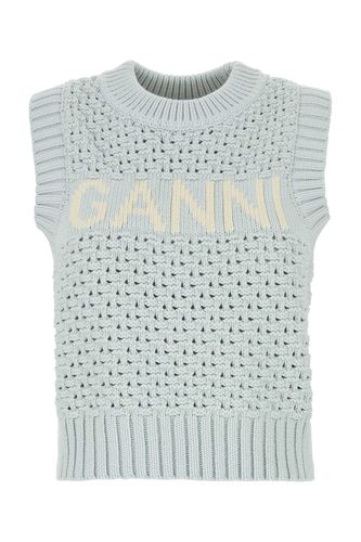 Pastel Light Blue Cotton Blend Vest - Ganni - Modalova