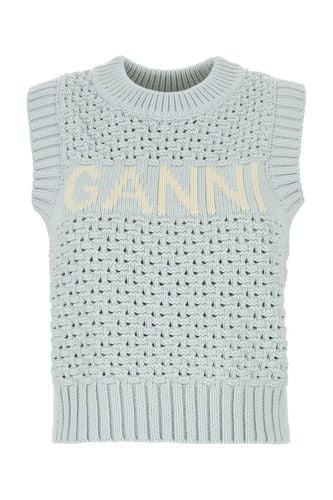 Pastel Light Blue Cotton Blend Vest - Ganni - Modalova