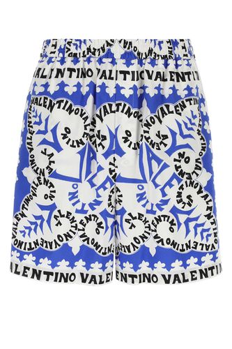 Printed Poplin Bermuda Shorts - Valentino Garavani - Modalova