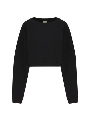 Crewneck Cropped Sweatshirt - Saint Laurent - Modalova