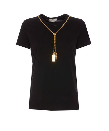 Jersey T-shirt With Necklace - Elisabetta Franchi - Modalova