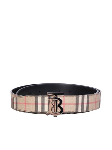 Burberry Check And Leather Belt - Burberry - Modalova