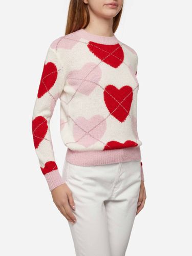 Woman Crewneck Soft Sweater Queen Nordic Soft With Heart Jacquard - MC2 Saint Barth - Modalova