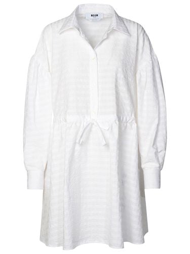 Short Dress With Adjustable Waist In Cotton Seersucker - MSGM - Modalova