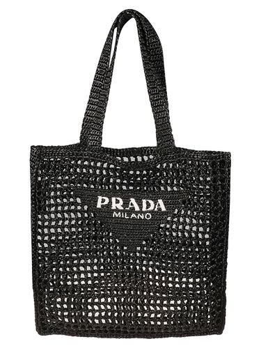 Logo Detail Raffia Shopper Bag - Prada - Modalova