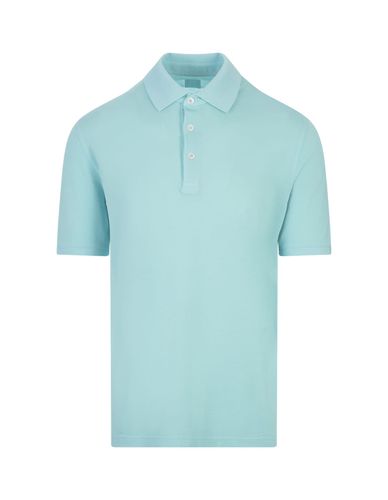 Cyan Light Cotton Piquet Polo Shirt - Fedeli - Modalova