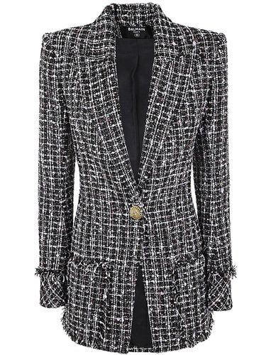 One Button Tweed Fitted Jacket - Balmain - Modalova