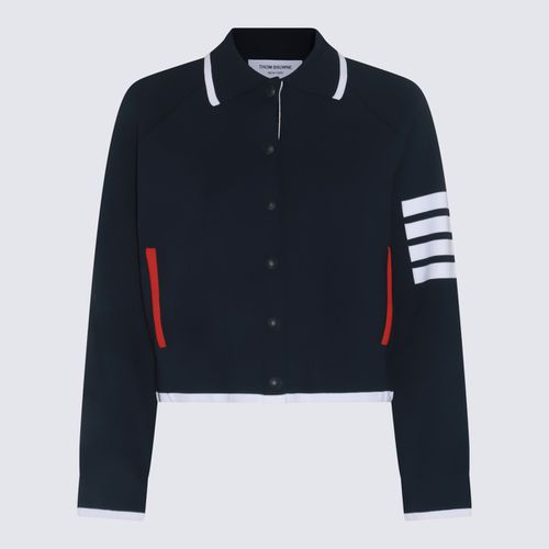 Navy Viscose Blend 4-bar Bomber Jacket - Thom Browne - Modalova