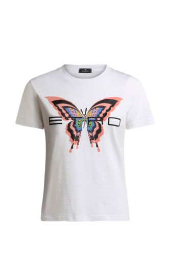 Cotton T-shirt With Butterfly Print - Etro - Modalova