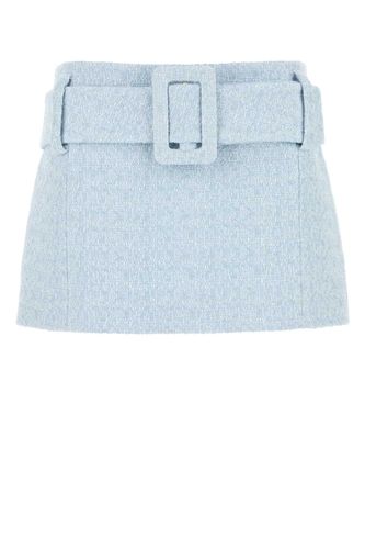 Melange Light Blue Cotton Blend Mini Skirt - Patou - Modalova