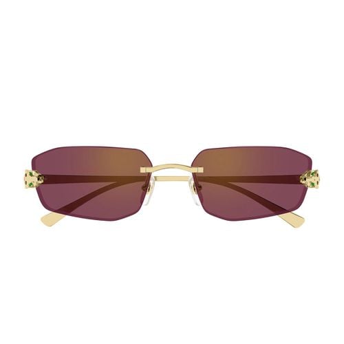 Cartier Ct0474s Panthère De Cartier 002 Gold Red Sunglasses - Cartier Eyewear - Modalova