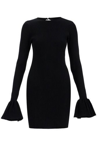 Black Viscose Mini Dress With Cutout On The Back And Ribbed Knit - Rotate by Birger Christensen - Modalova